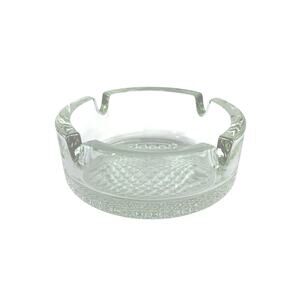 Vintage Clear Glass Ashtray, 4-Notch Round Pressed Glass Tobacciana Decor